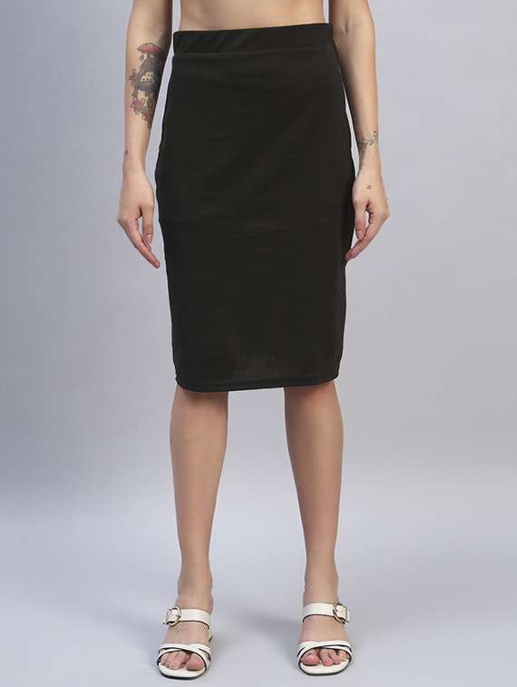 women solid high rise a-line skirt