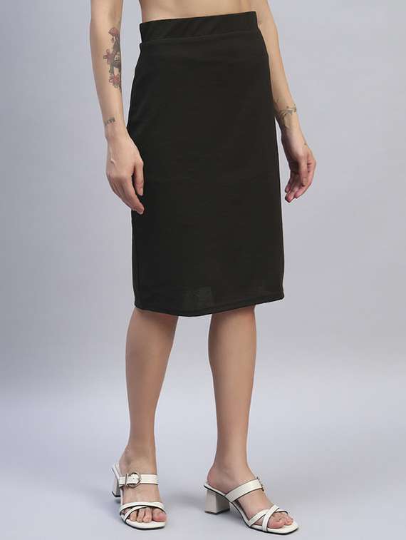 women solid high rise a-line skirt - 22253637 -  Standard Image - 1