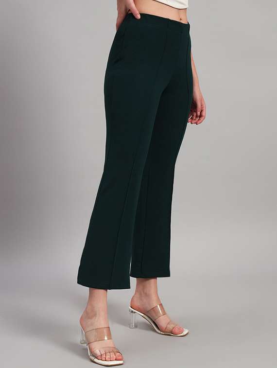 women solid mid rise bootcut trouser - 22253638 -  Standard Image - 1