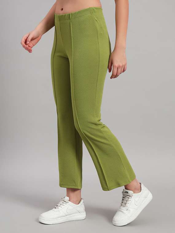 women solid mid rise bootcut trouser - 22253639 -  Standard Image - 1