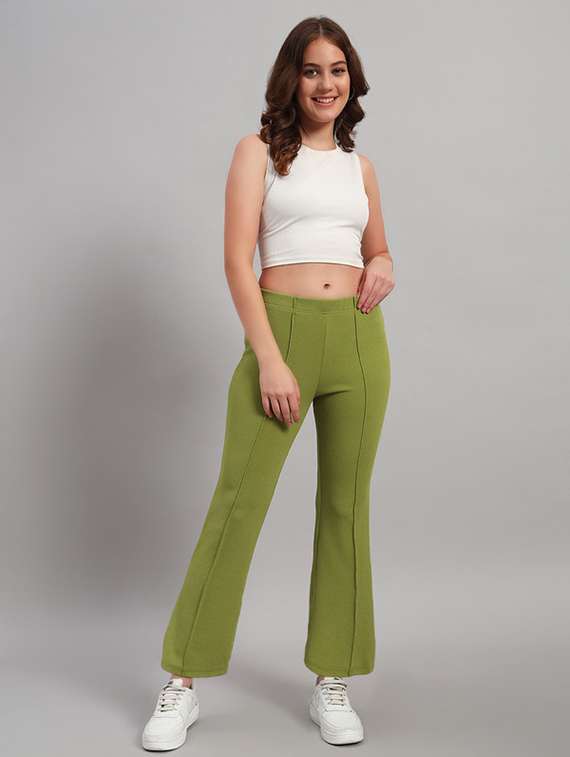 women solid mid rise bootcut trouser - 22253639 -  Standard Image - 4