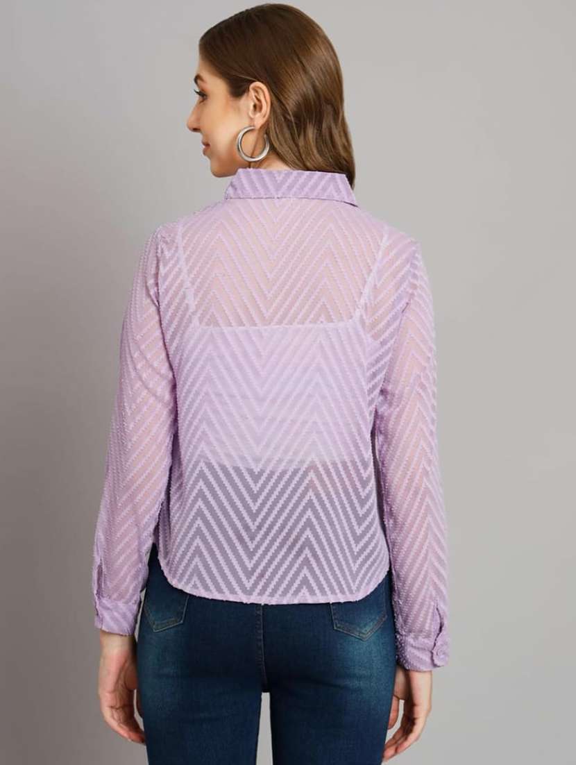 women self desinged collared long sleeve shirt - 22253640 -  Standard Image - 1