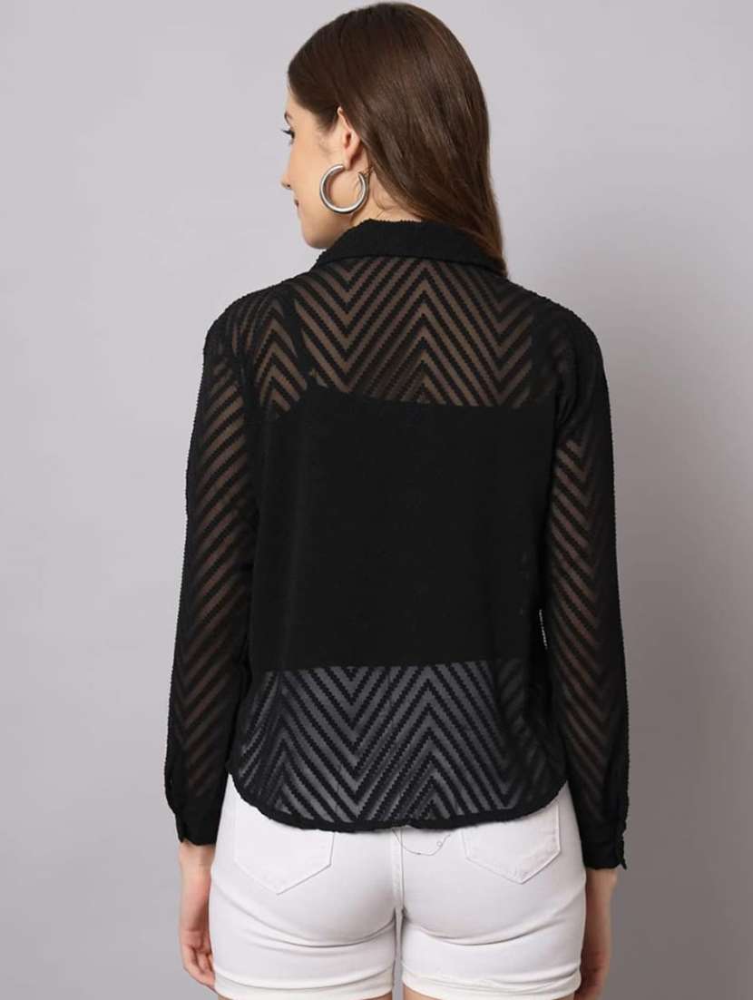 women self desinged collared long sleeve shirt - 22253641 -  Standard Image - 1