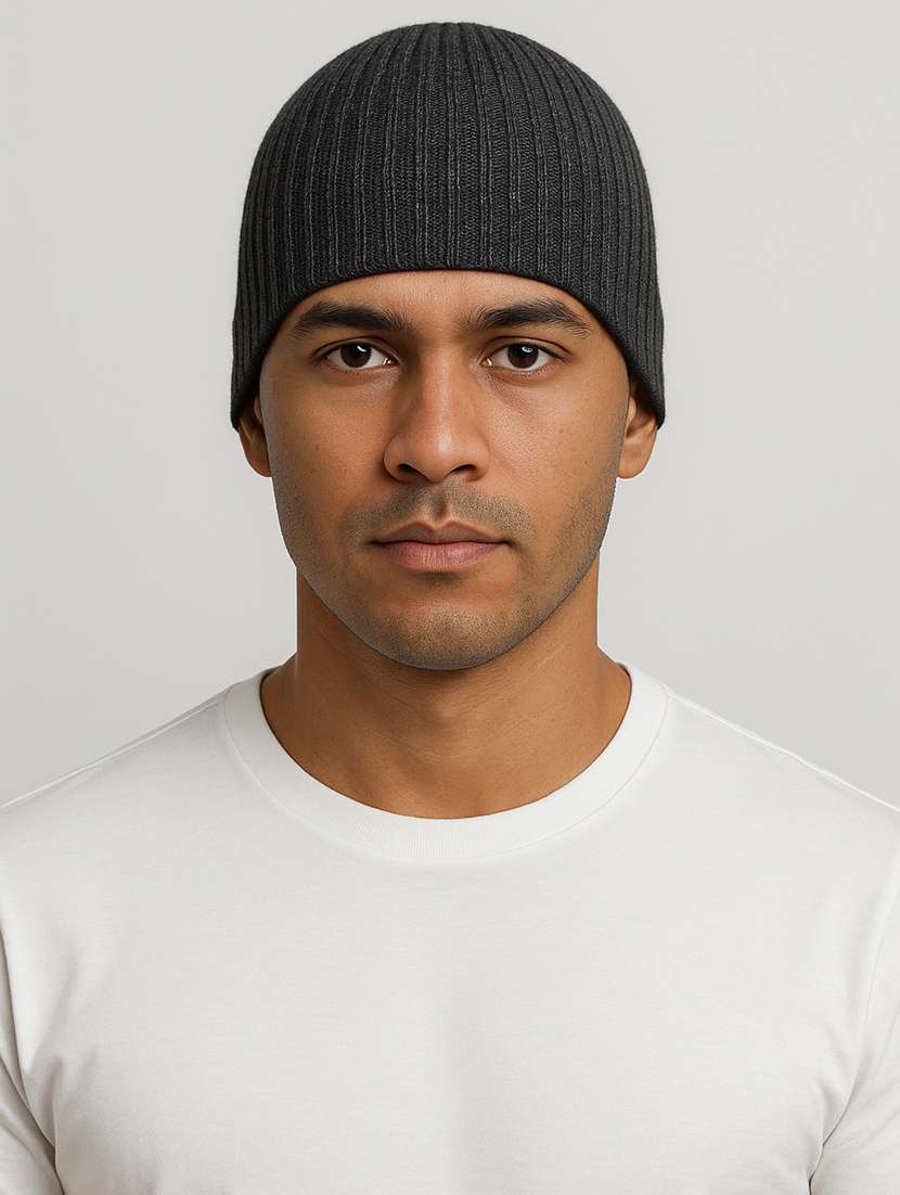 men solid ribbed knit winter beanie  - 22253643 -  Standard Image - 1