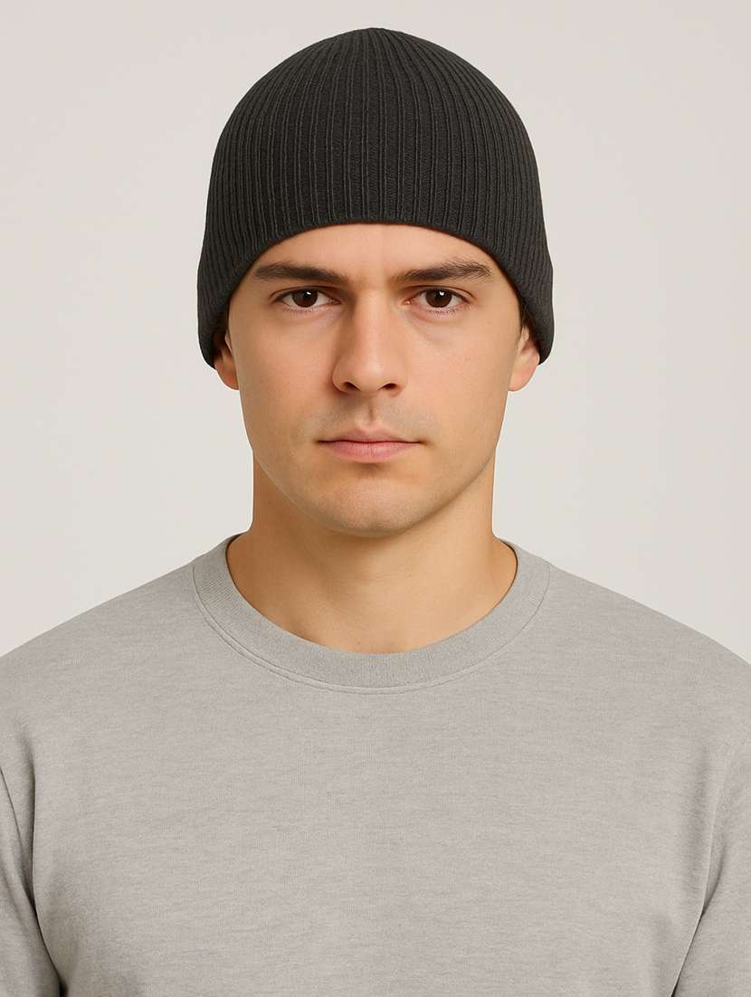 men solid ribbed knit winter beanie  - 22253646 -  Standard Image - 1