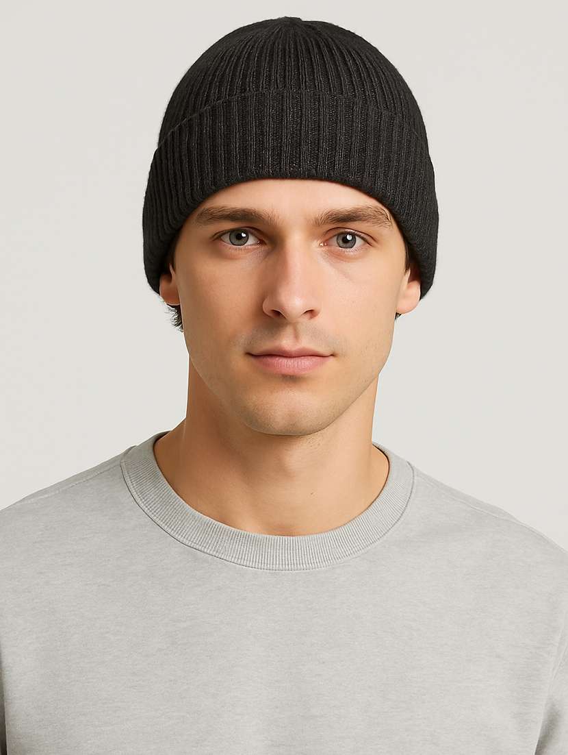 men solid ribbed knit winter beanie  - 22253649 -  Standard Image - 1