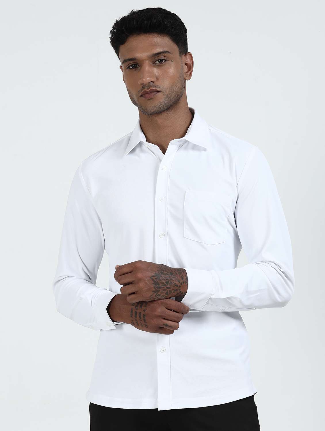 men solid collared long sleeve shirt - 22253752 -  Standard Image - 1