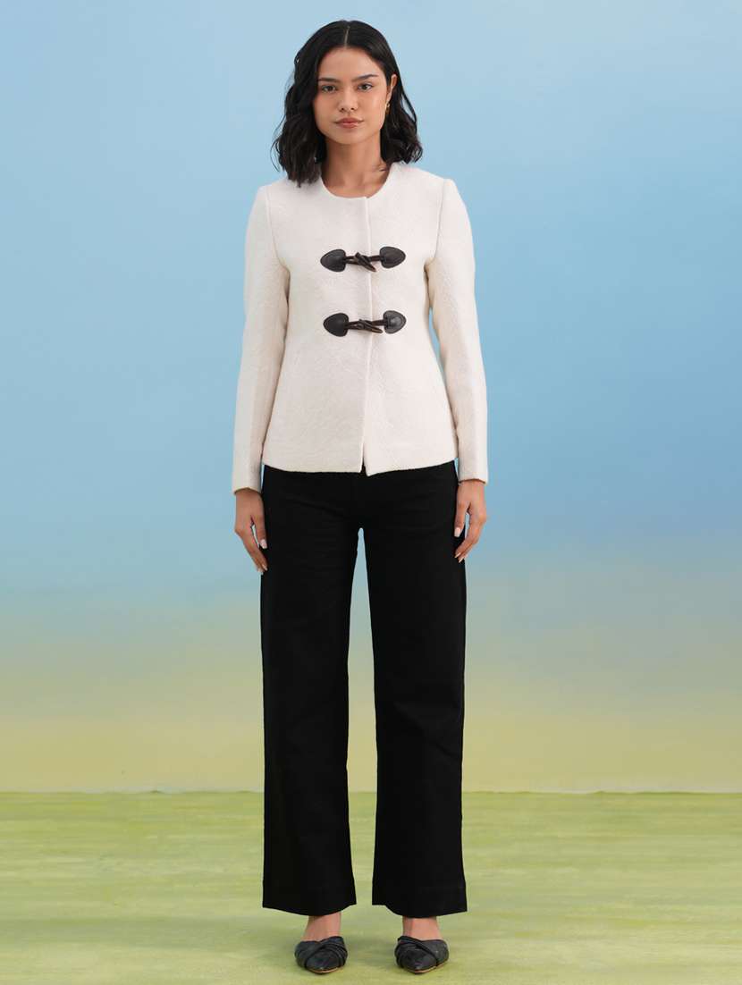 women solid long sleeve regular coat - 22253759 -  Standard Image - 4