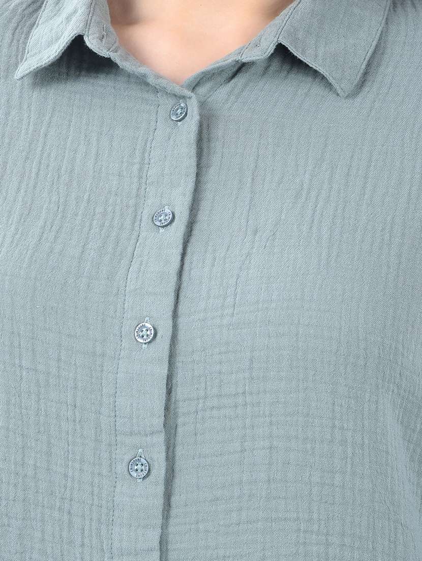 women solid collared regular fit shirt - 22253788 -  Standard Image - 6