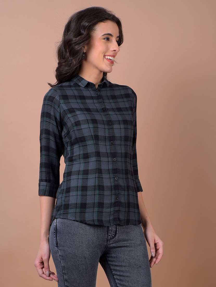 women checkered collared regular fit shirt - 22253793 -  Standard Image - 1