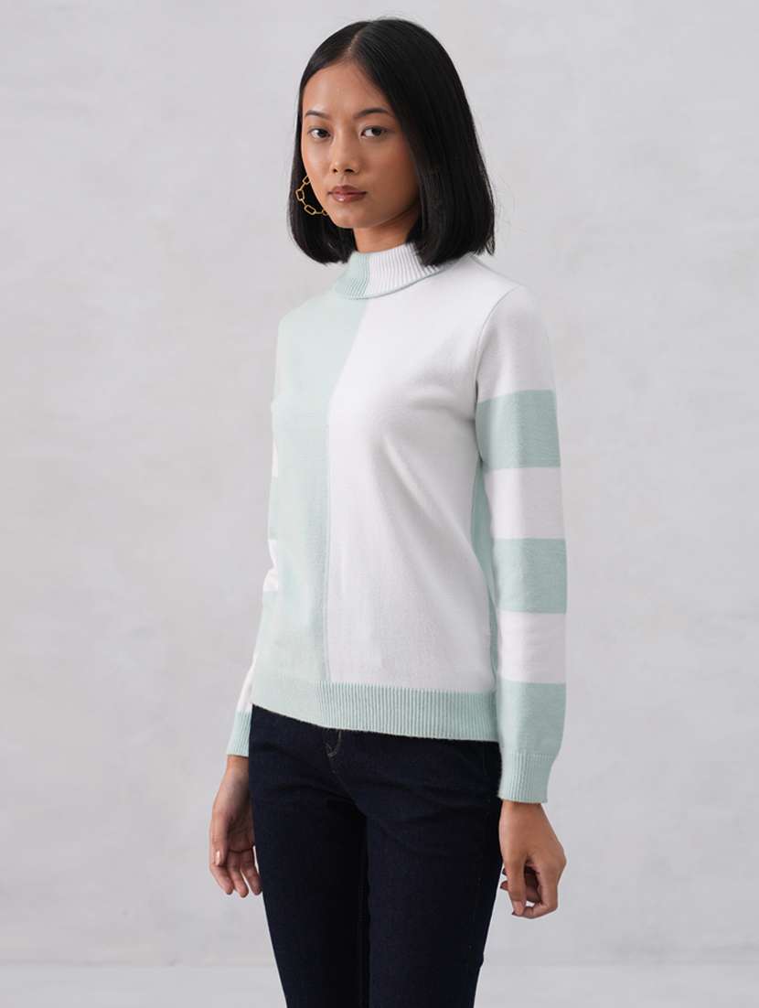 women color blocked long sleeve pullover - 22253800 -  Standard Image - 1
