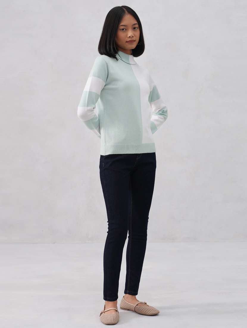 women color blocked long sleeve pullover - 22253800 -  Standard Image - 4