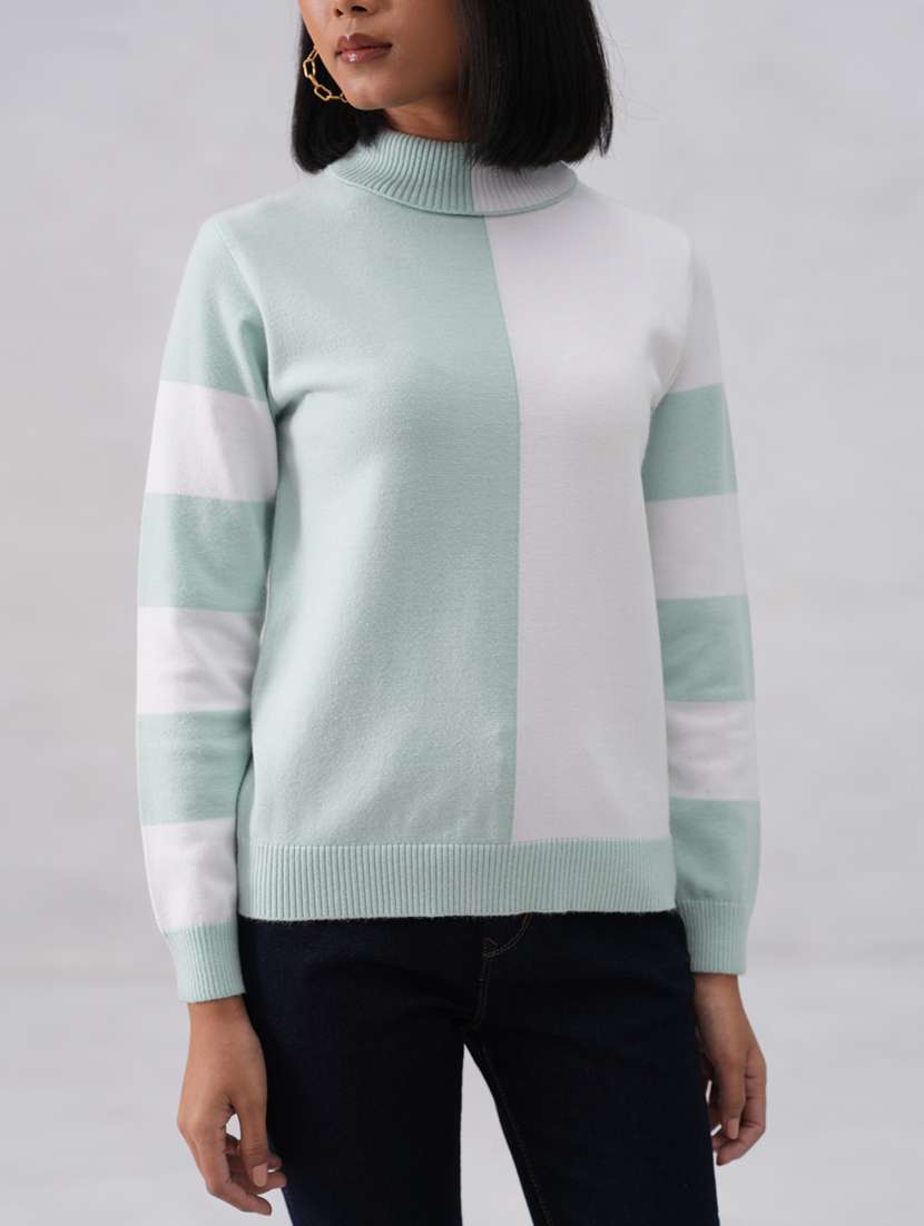 women color blocked long sleeve pullover - 22253800 -  Standard Image - 6