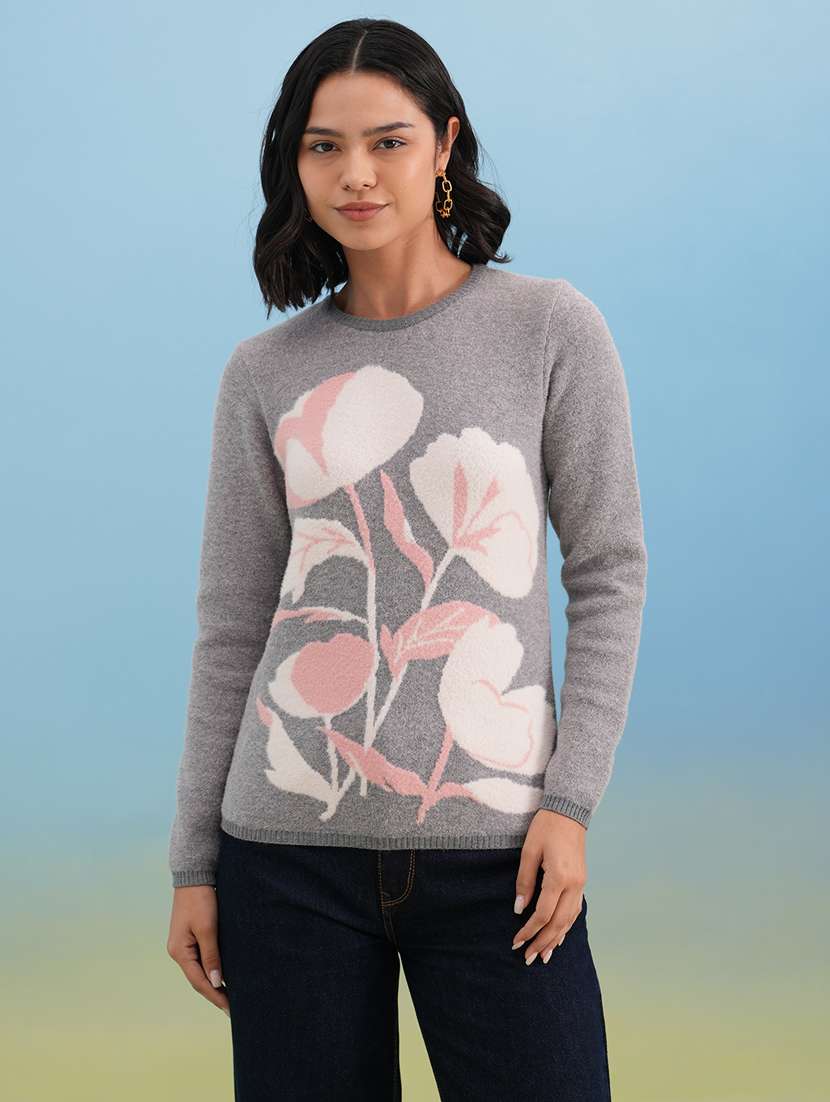 women floral long sleeve pullover