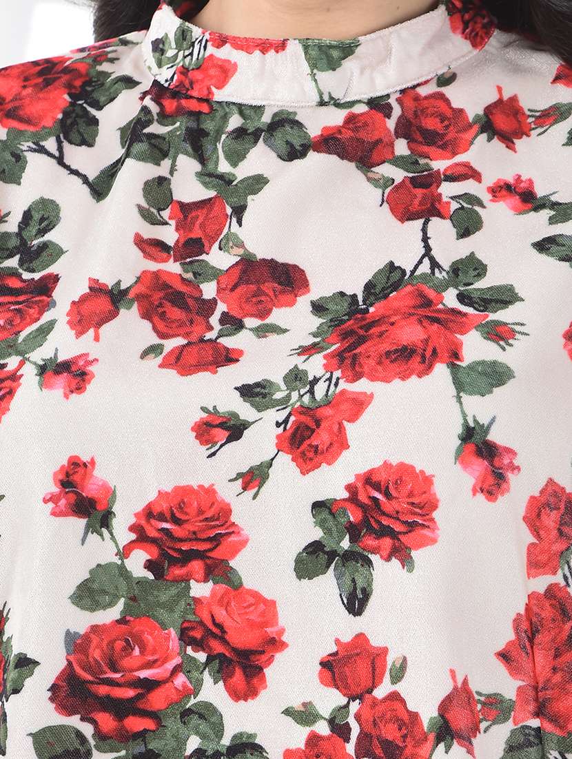 Crimsoune Club Women's Multi-color Floral Print Cropped Top - 22253806 -  Standard Image - 1