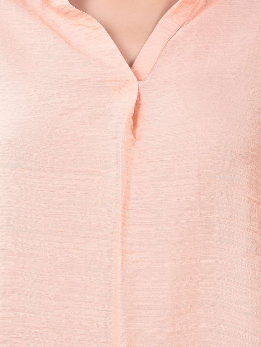 women solid collared three quarter sleeve top - 22253808 -  Standard Image - 6
