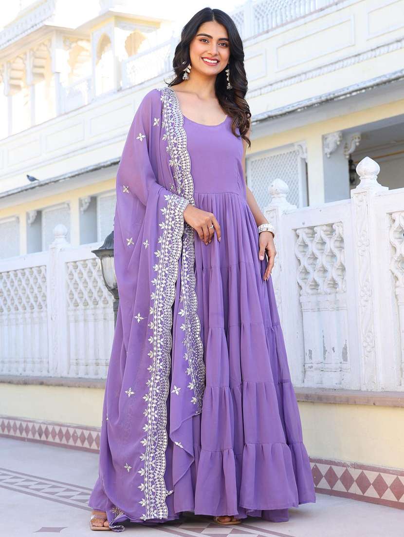 women solid shoulder strap kurta dupatta set - 22253825 -  Standard Image - 1