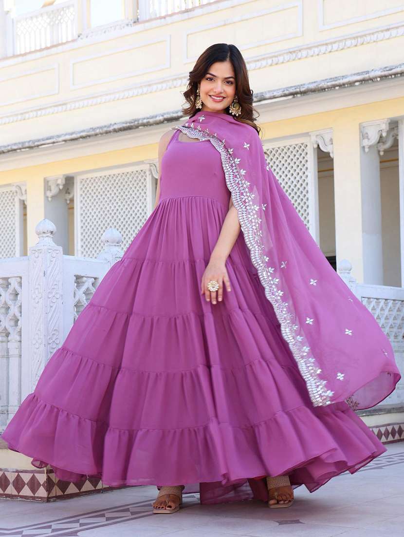 women solid shoulder strap kurta dupatta set - 22253826 -  Standard Image - 1