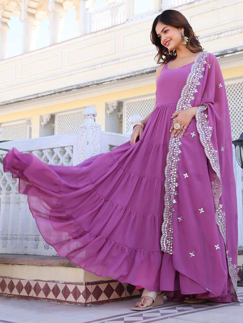 women solid shoulder strap kurta dupatta set - 22253826 -  Standard Image - 4