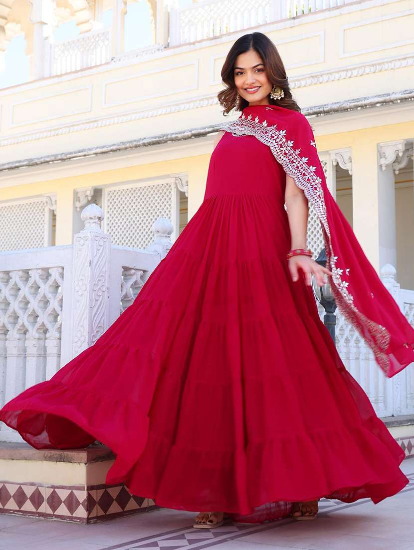 women solid shoulder strap kurta dupatta set - 22253830 -  Standard Image - 1