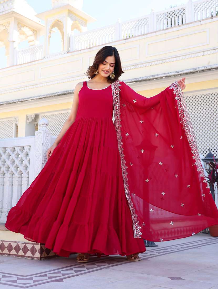 women solid shoulder strap kurta dupatta set - 22253830 -  Standard Image - 4