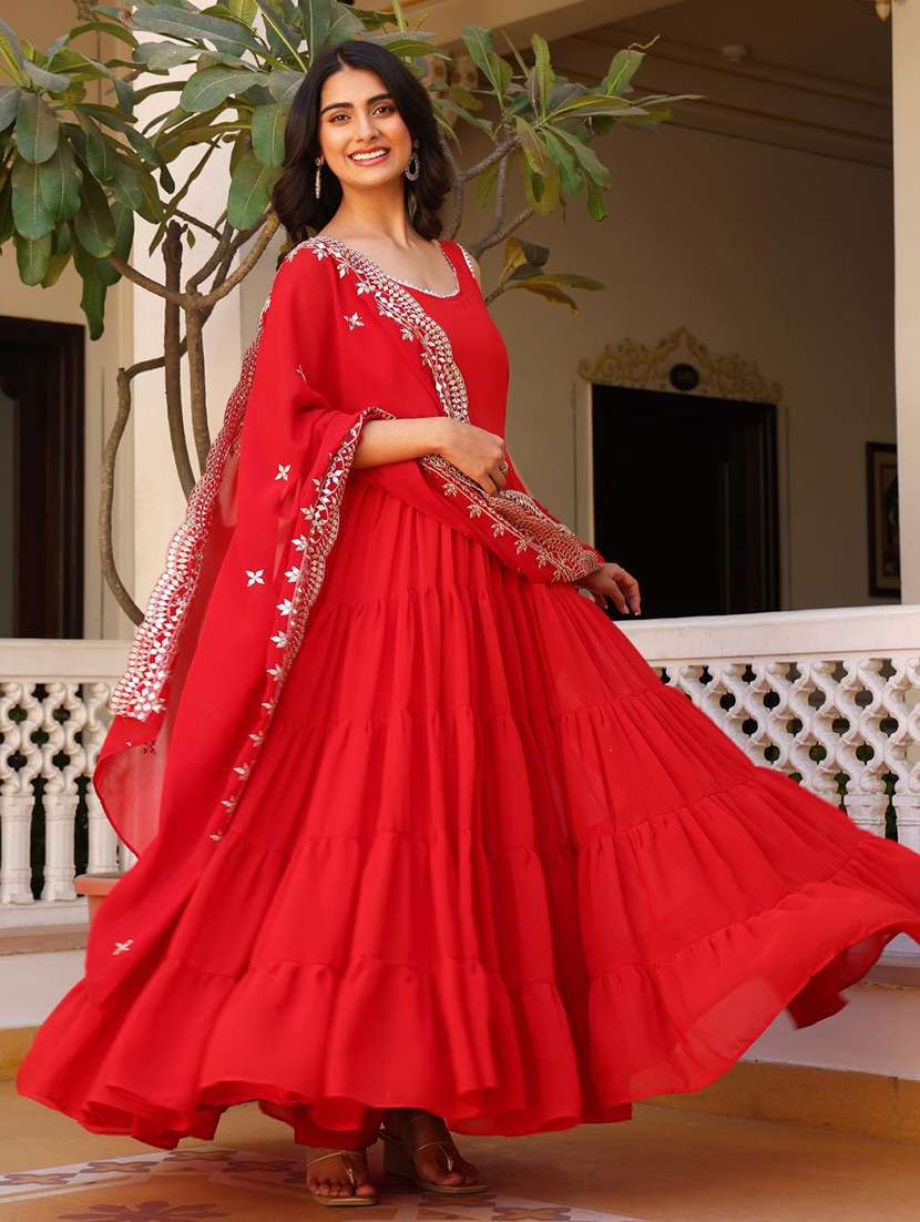 women solid shoulder strap kurta dupatta set - 22253831 -  Standard Image - 1