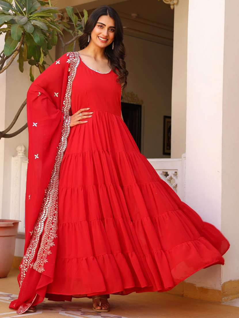 women solid shoulder strap kurta dupatta set - 22253831 -  Standard Image - 4