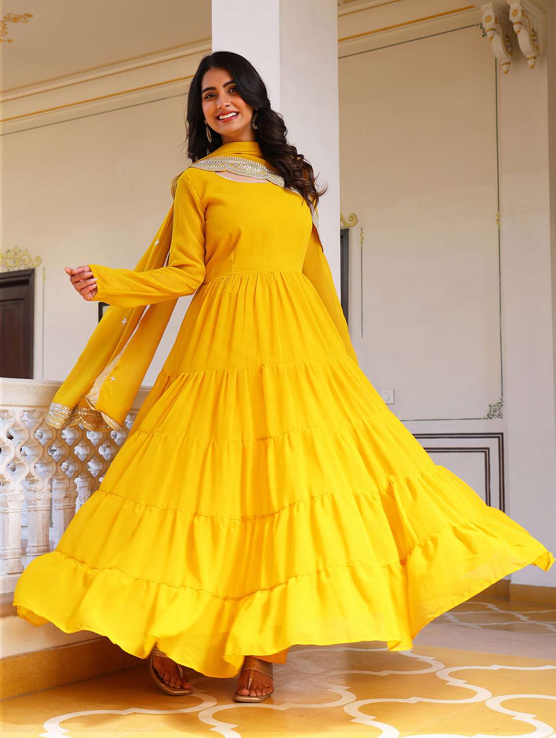 women solid long sleeve kurta dupatta set - 22253843 -  Standard Image - 4