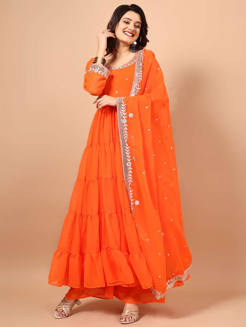 women solid long sleeve kurta with dupatta set - 22253893 -  Standard Image - 1