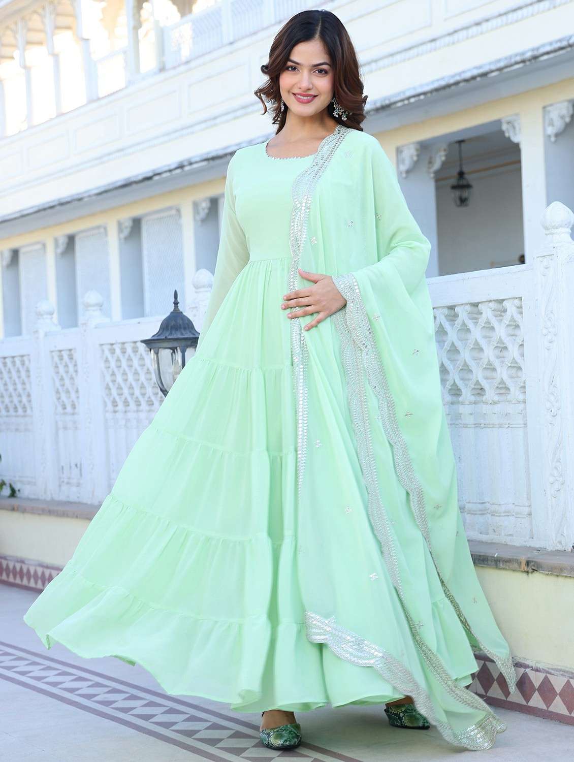 women solid long sleeve kurta with dupatta set - 22253906 -  Standard Image - 1