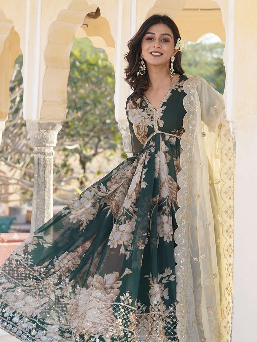 women floral long sleeve kurta with dupatta set - 22253922 -  Standard Image - 4