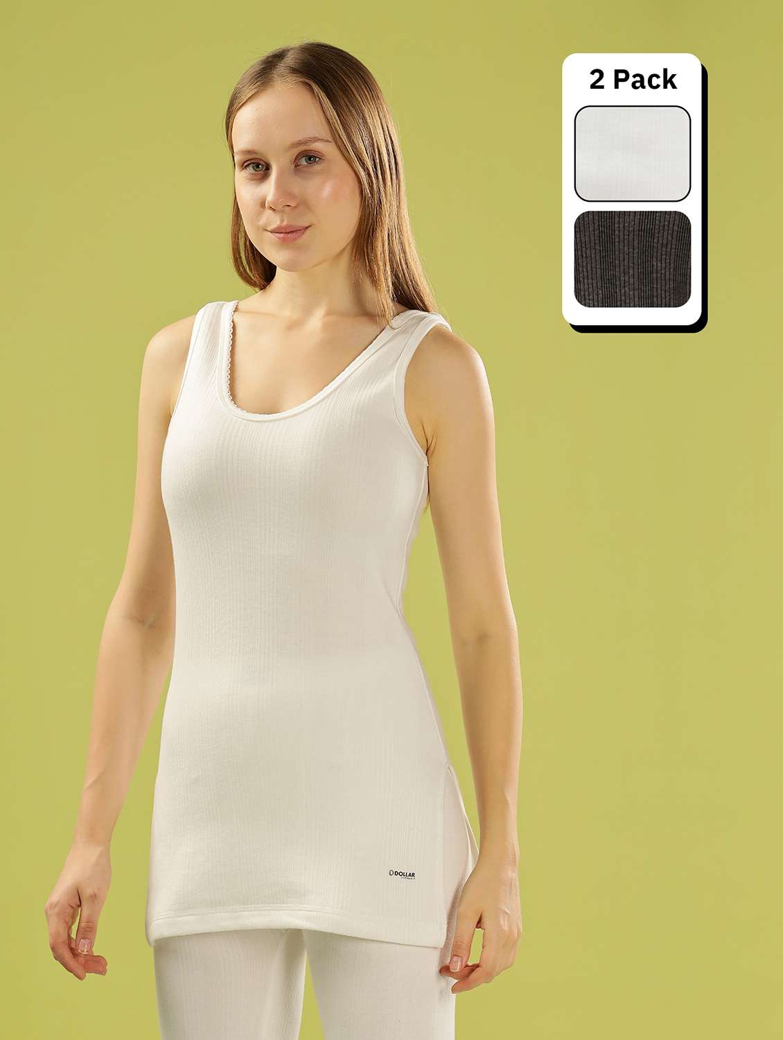 women pack of 2 solid sleeveless thermal top
