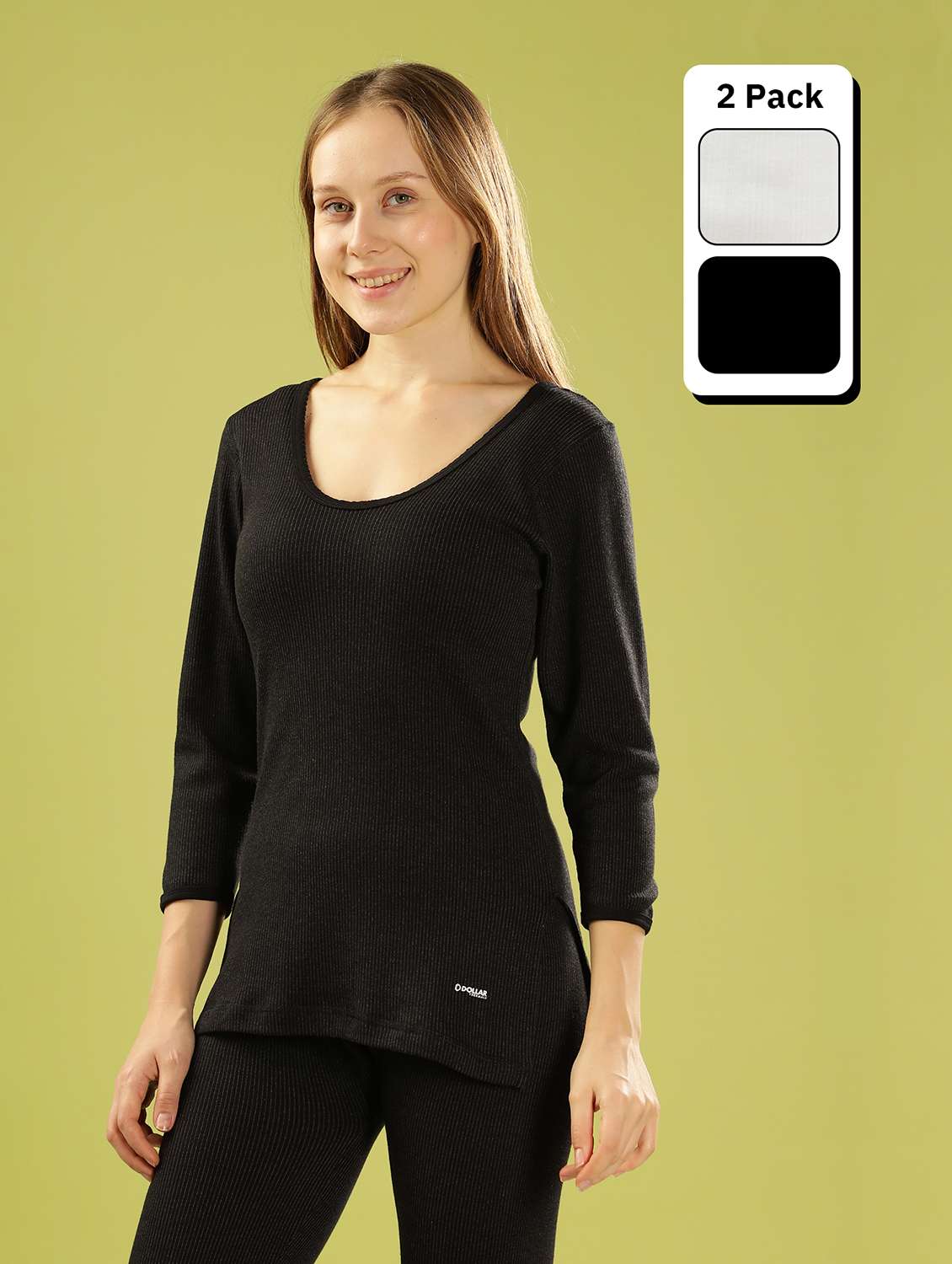 women pack of 2 solid thermal top