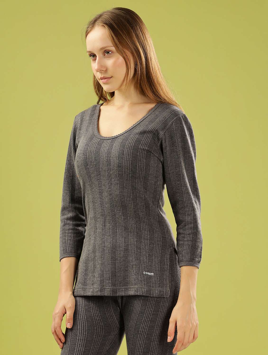 women solid three quarter sleeve thermal top - 22253964 -  Standard Image - 1