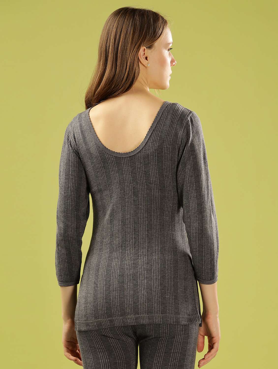 women solid three quarter sleeve thermal top - 22253964 -  Standard Image - 4