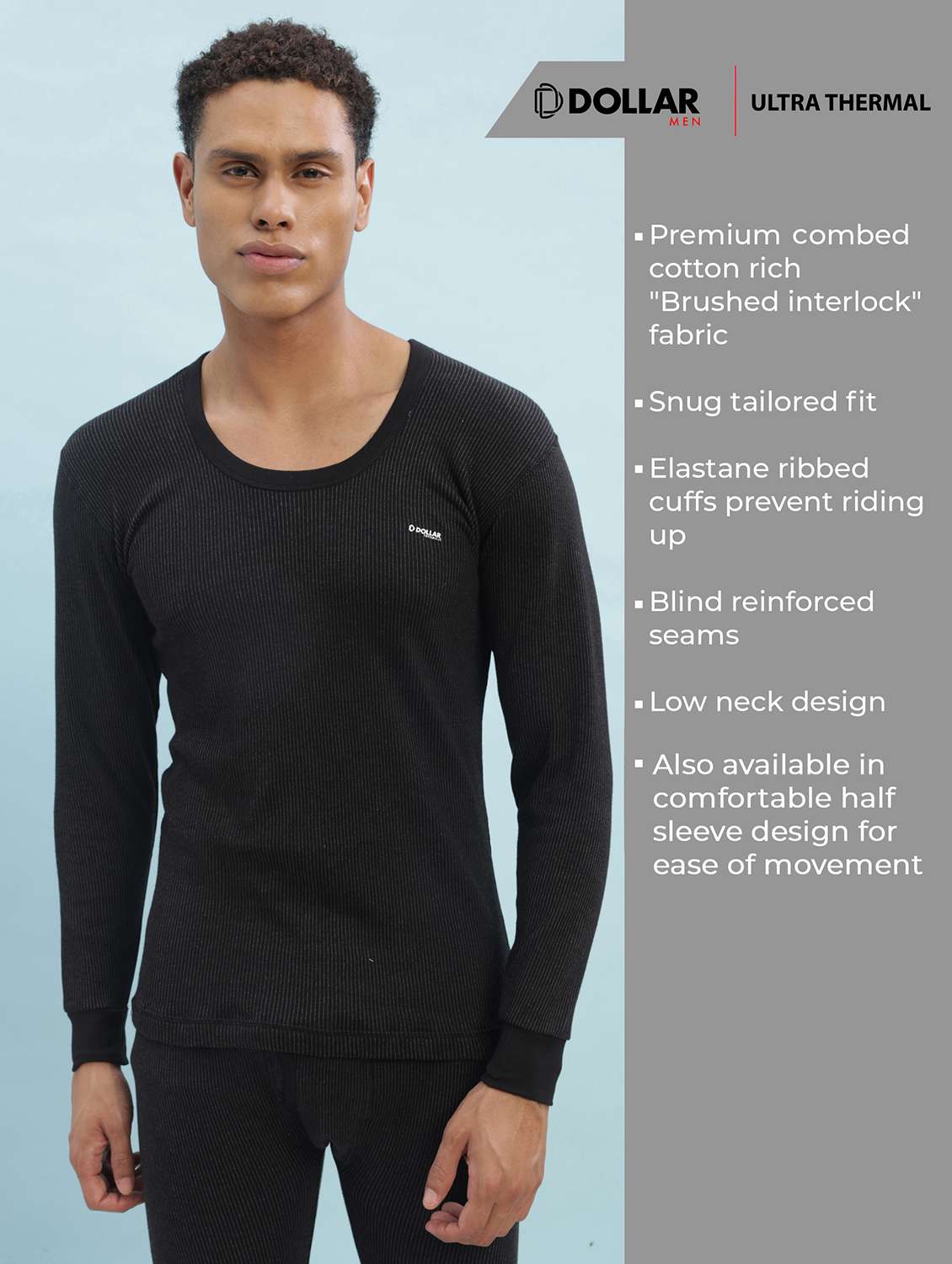 men pack of 2 solid full sleeve thermal top - 22253980 -  Standard Image - 1