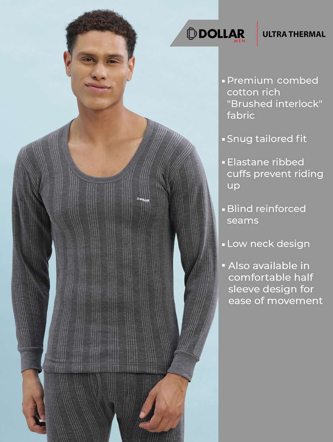 men pack of 2 solid full sleeve thermal top - 22253984 -  Standard Image - 1