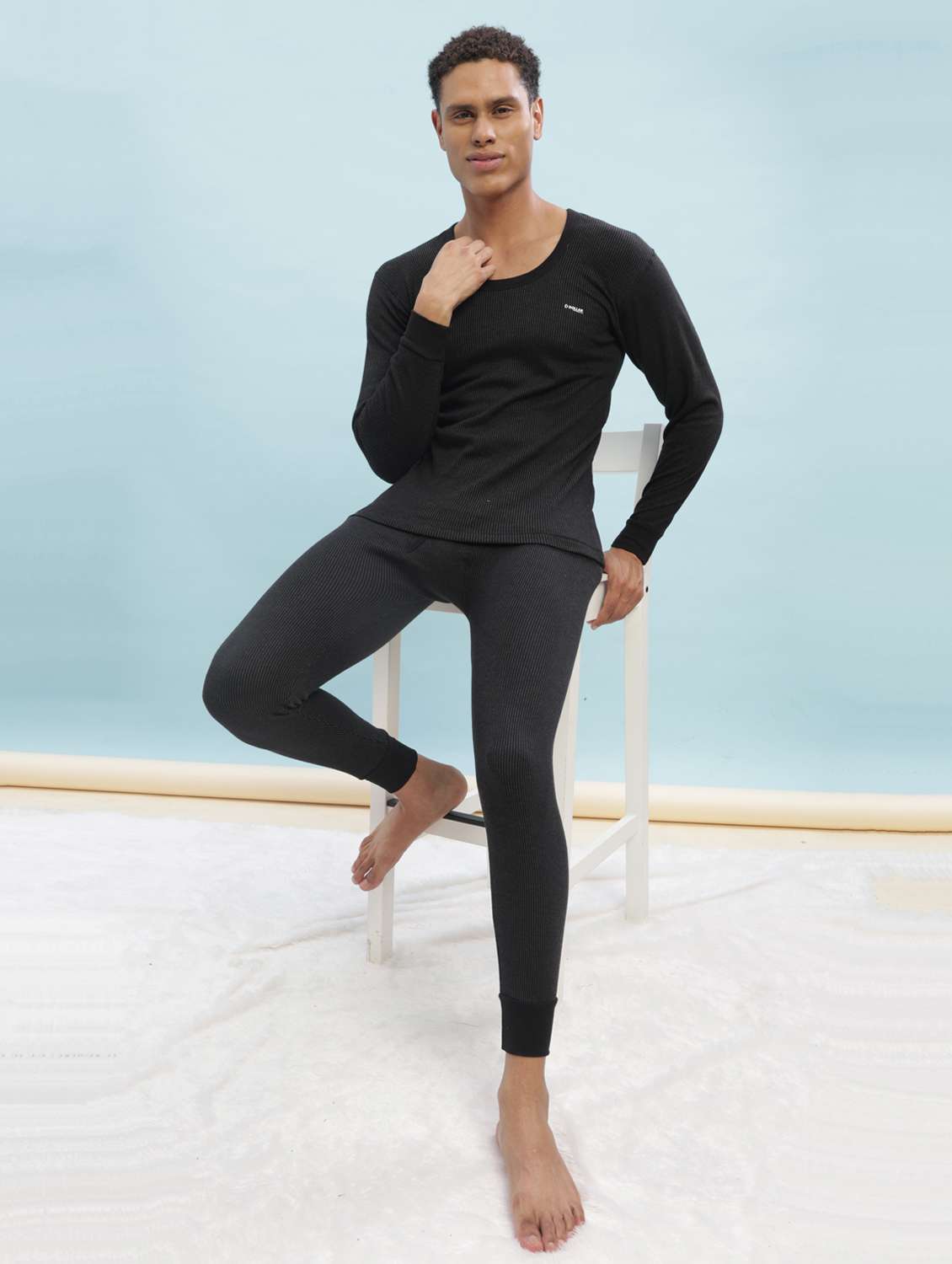 men solid full sleeve thermal set - 22253989 -  Standard Image - 4