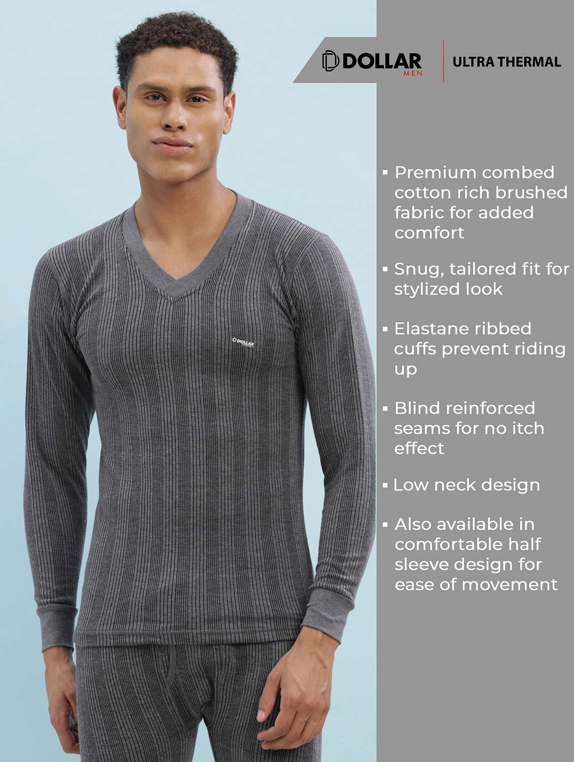 men pack of 2 solid full sleeve thermal top - 22253996 -  Standard Image - 1