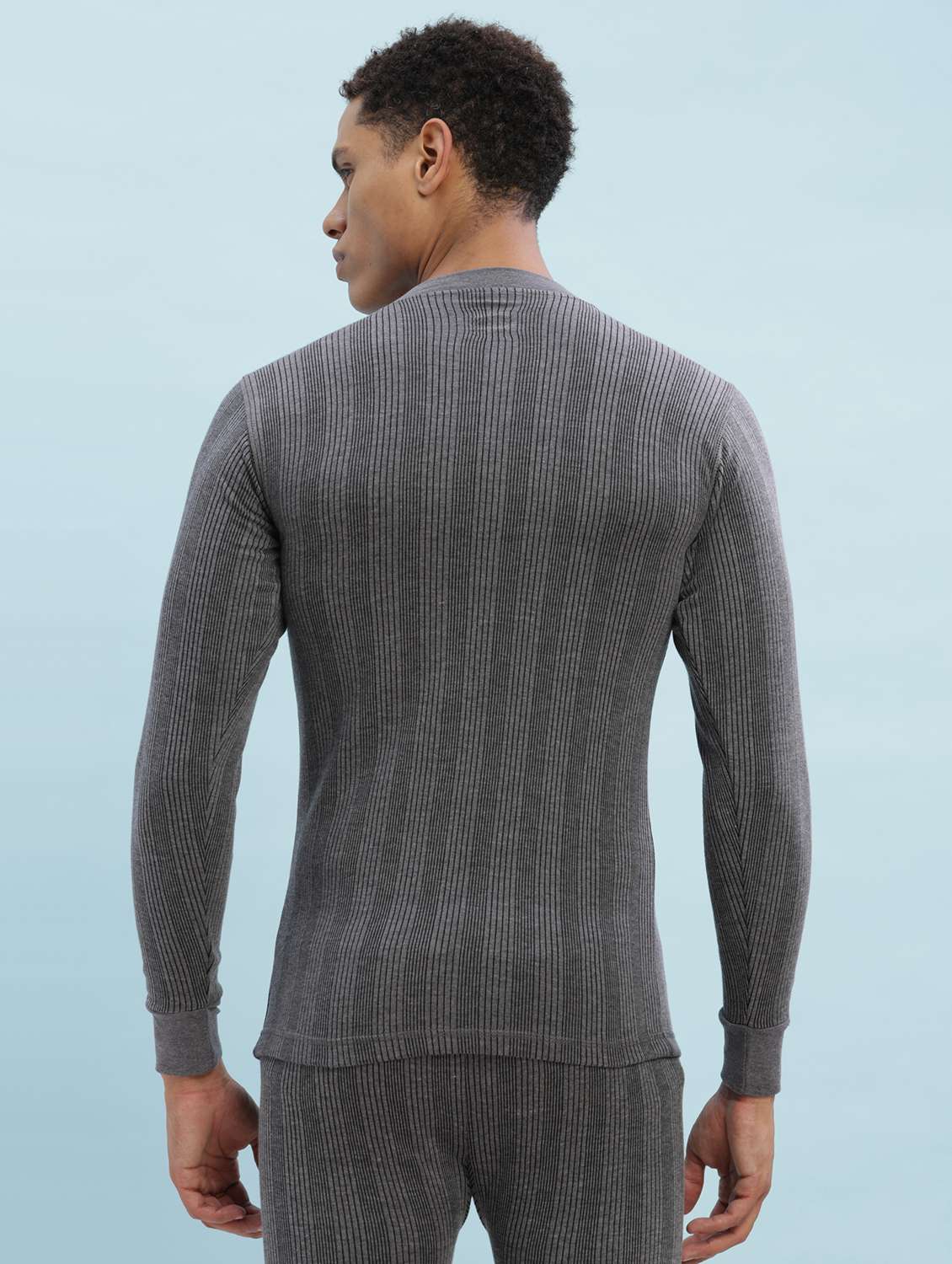 men solid full sleeve thermal set - 22254002 -  Standard Image - 1
