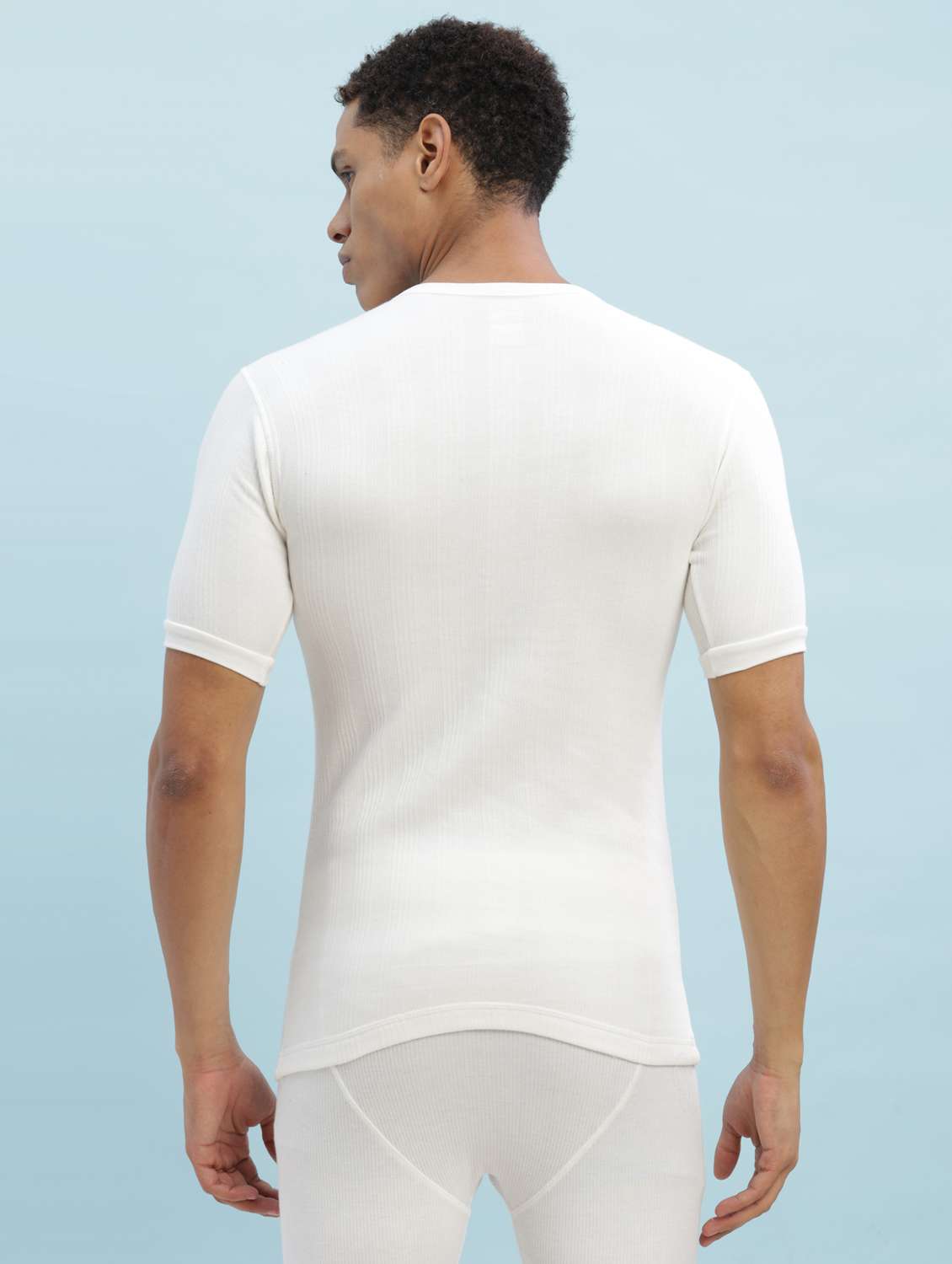 men pack of 2 solid half sleeve thermal top - 22254005 -  Standard Image - 4