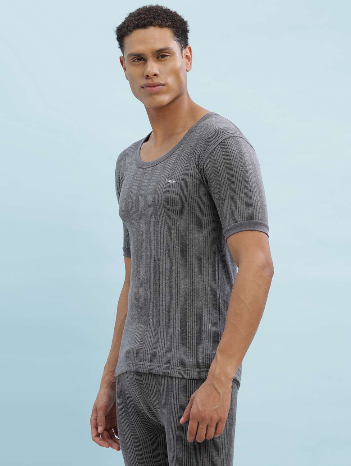 men pack of 2 solid half sleeve thermal top - 22254010 -  Standard Image - 1