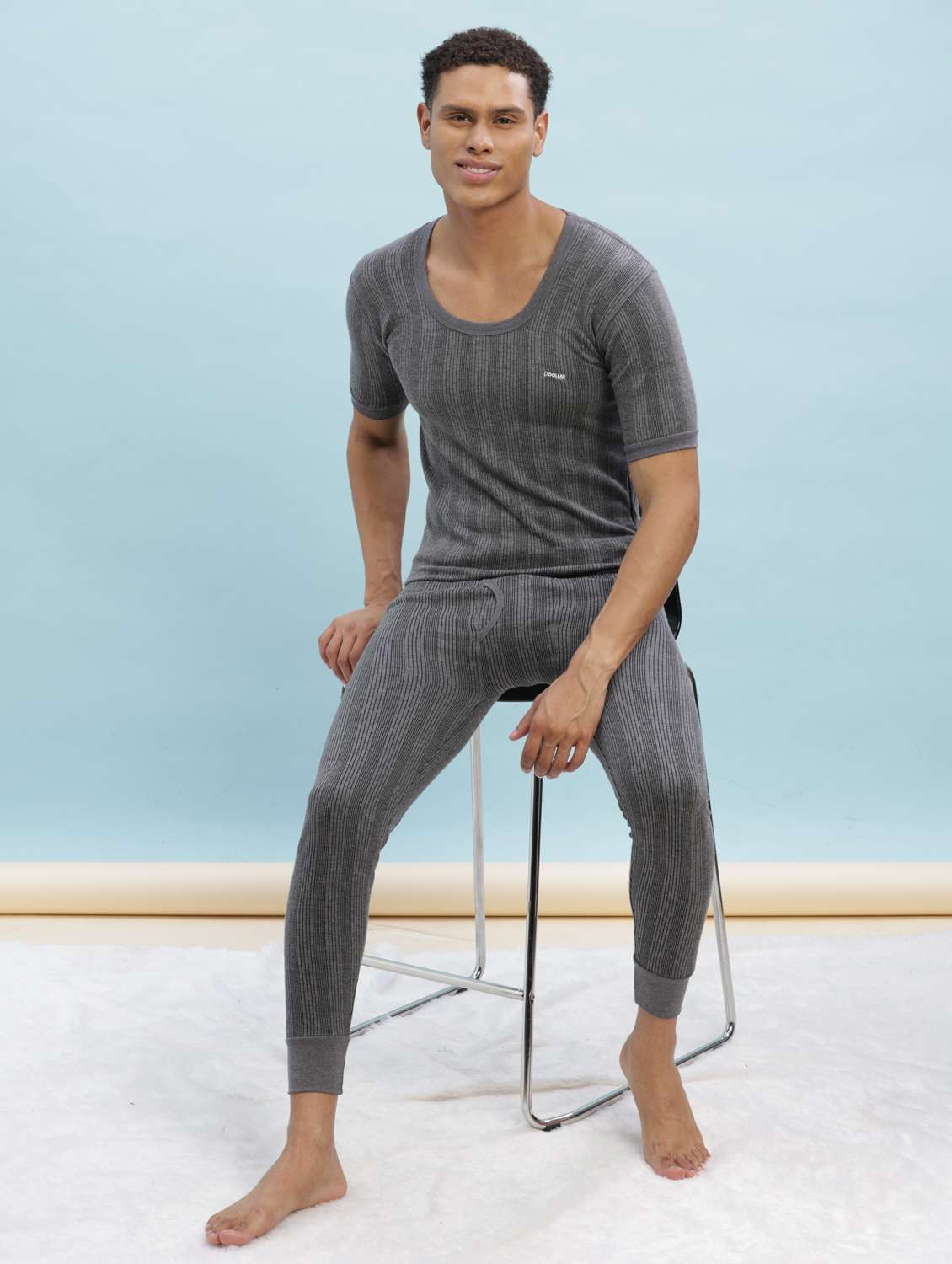 men pack of 2 solid half sleeve thermal top - 22254010 -  Standard Image - 4