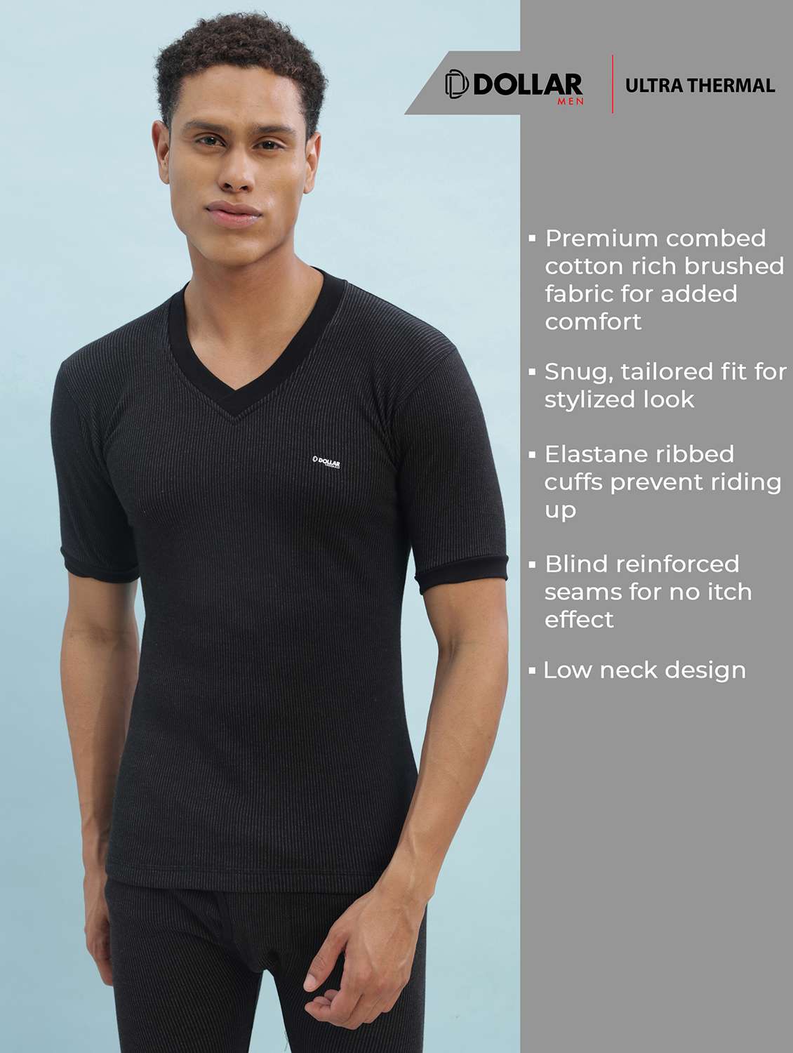 men pack of 2 solid half sleeve thermal top - 22254016 -  Standard Image - 1