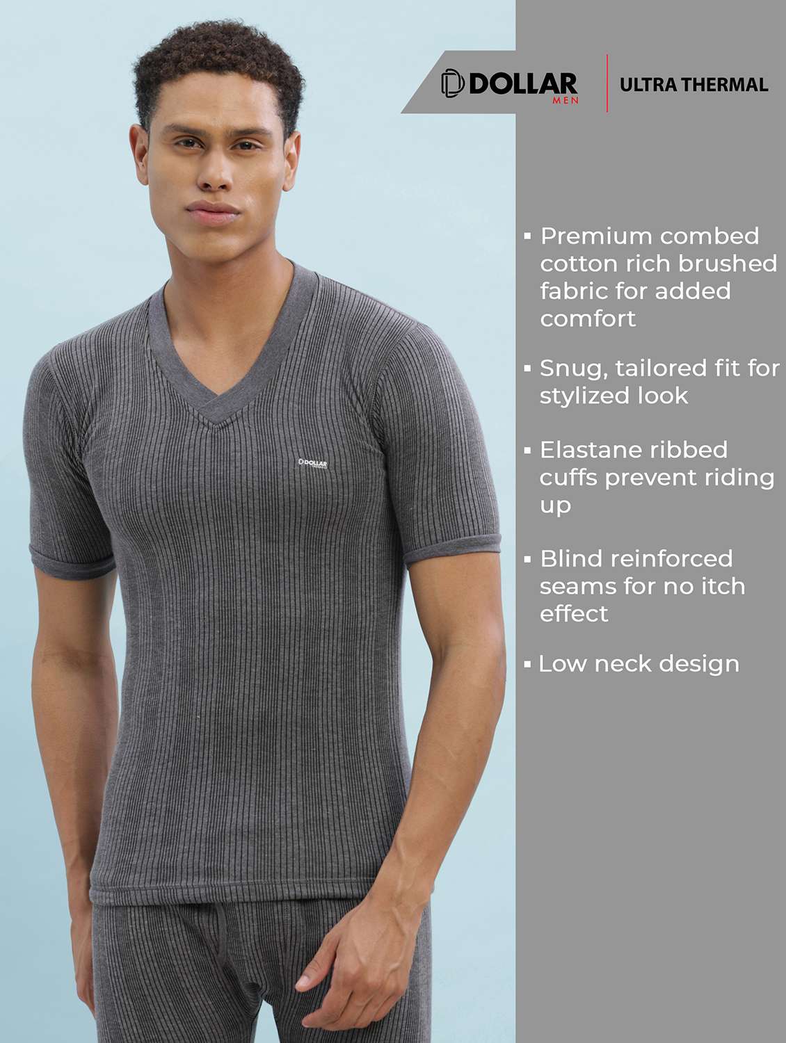 men pack of 2 solid half sleeve thermal top - 22254020 -  Standard Image - 1