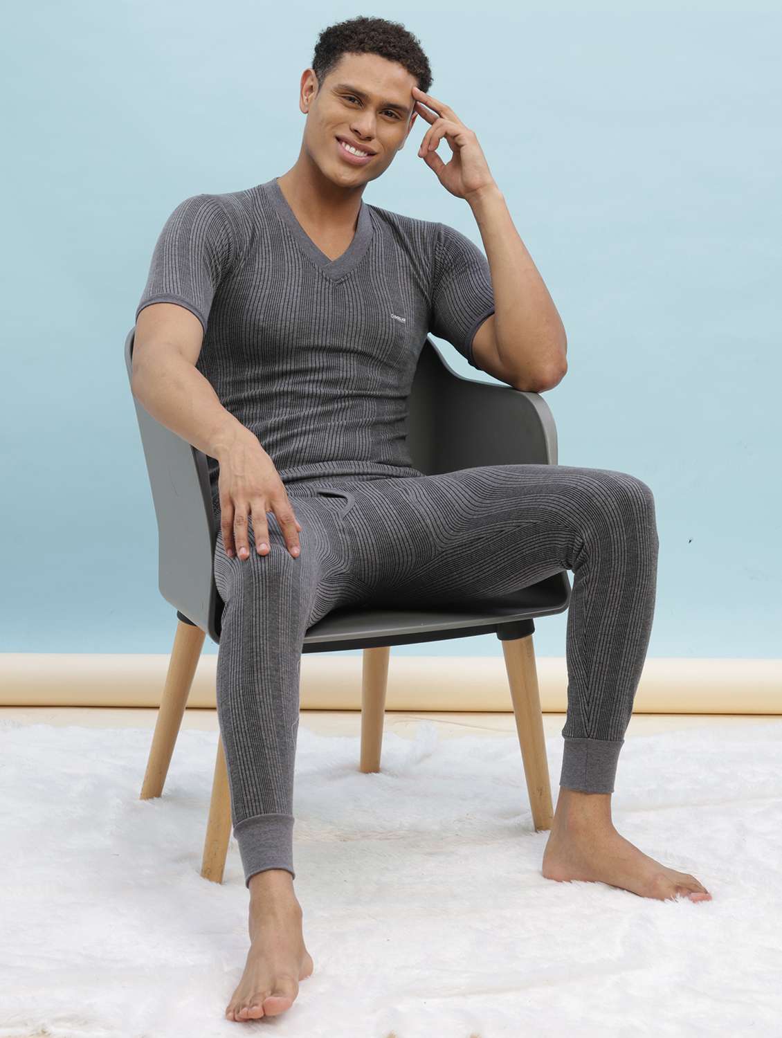 men pack of 2 solid half sleeve thermal top - 22254022 -  Standard Image - 4