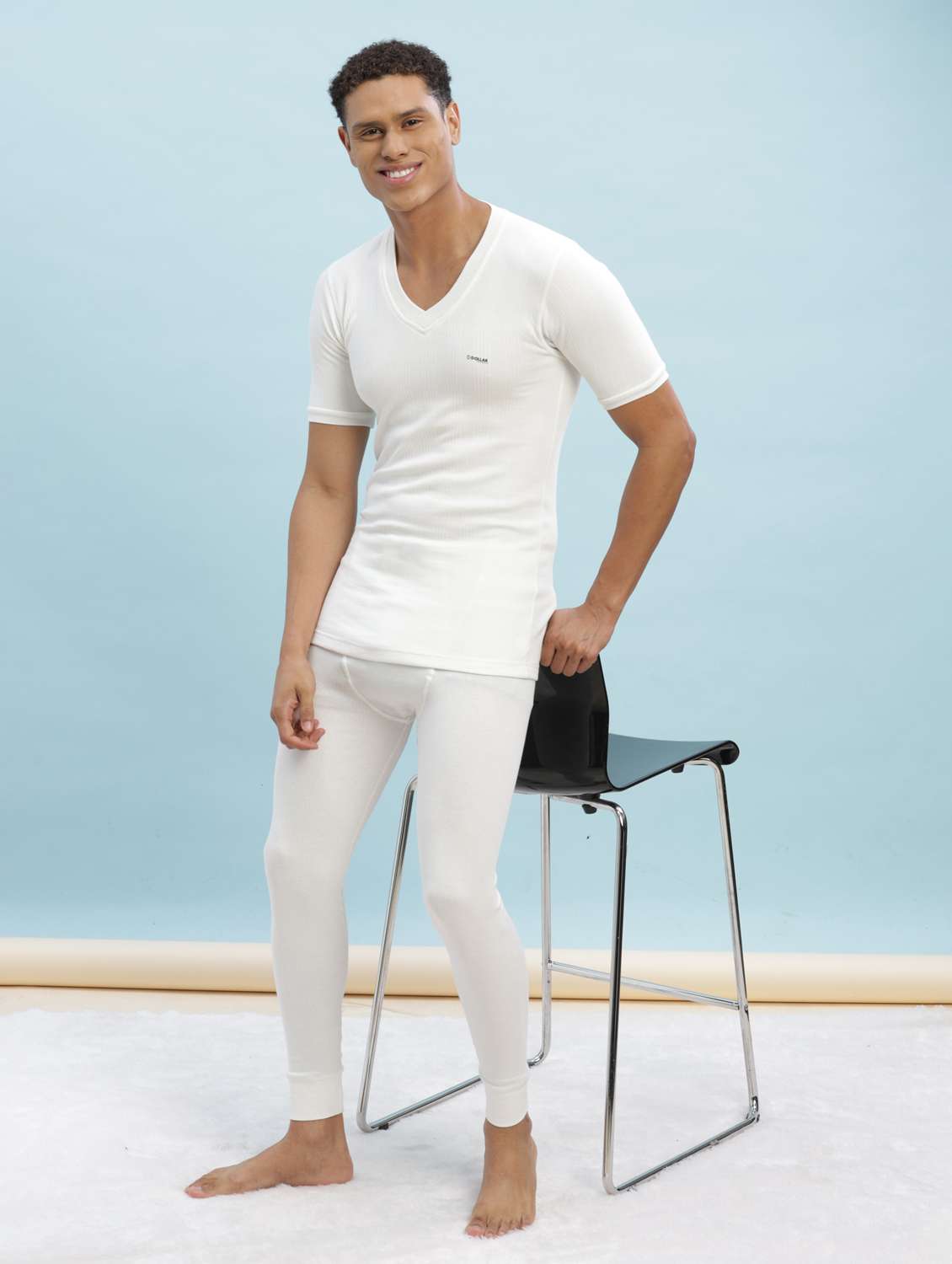 men pack of 2 solid half sleeve thermal top - 22254024 -  Standard Image - 4