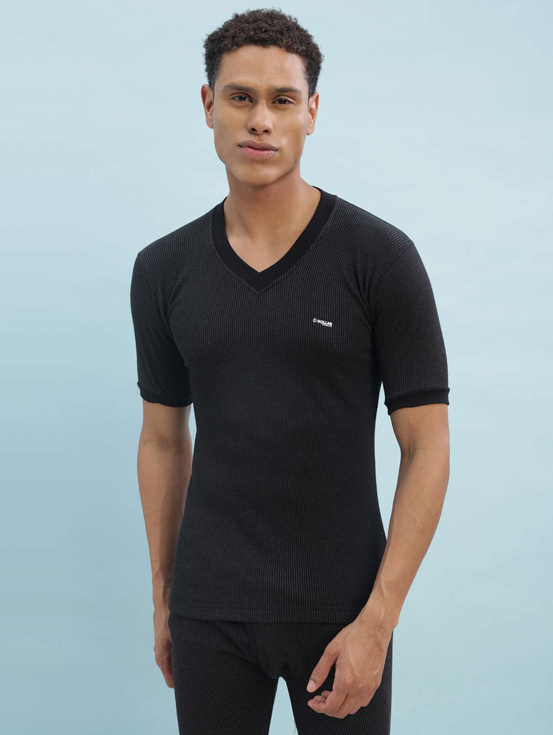 men solid short sleeve thermal set - 22254025 -  Standard Image - 1