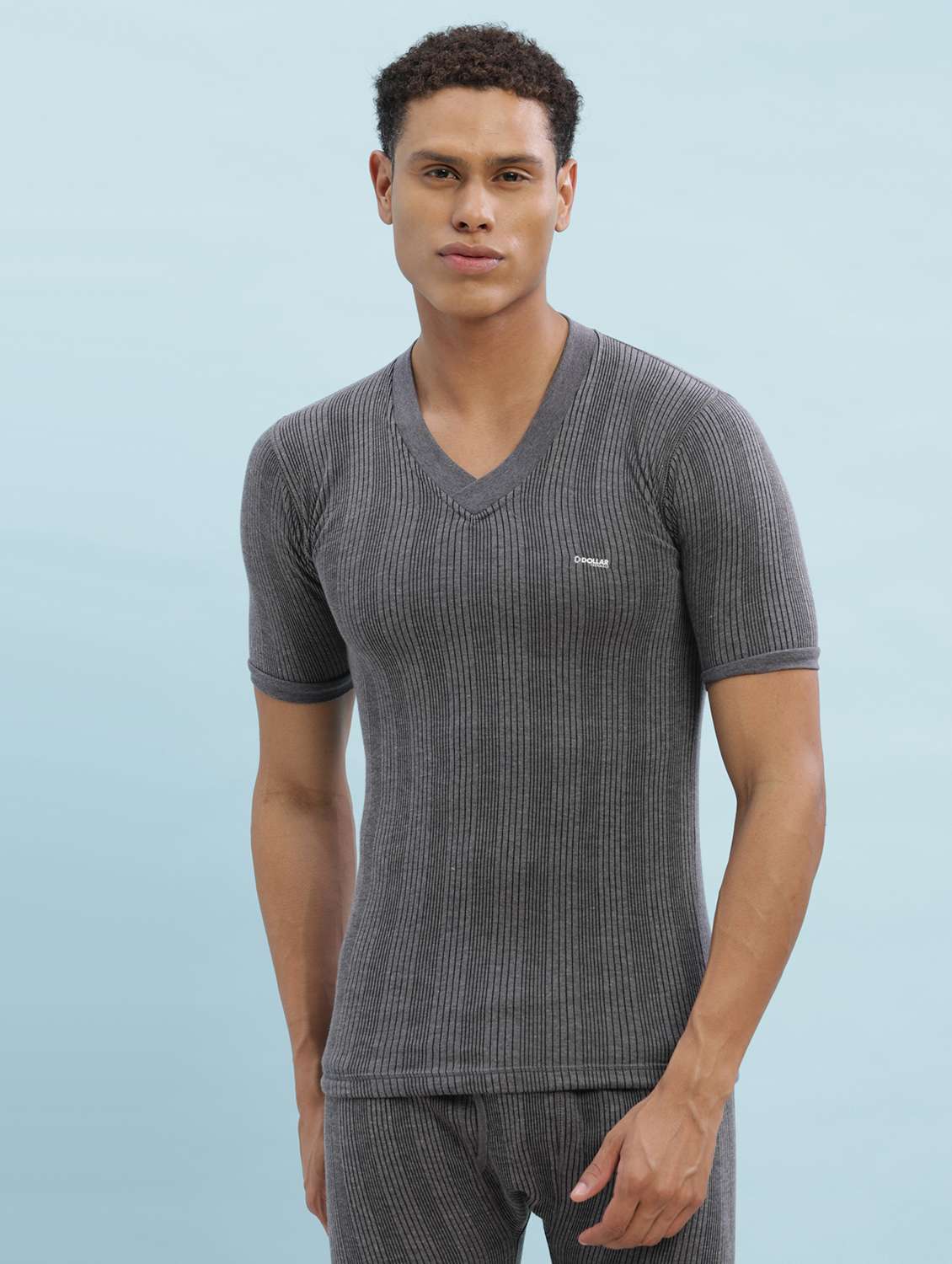men solid short sleeve thermal set - 22254026 -  Standard Image - 1