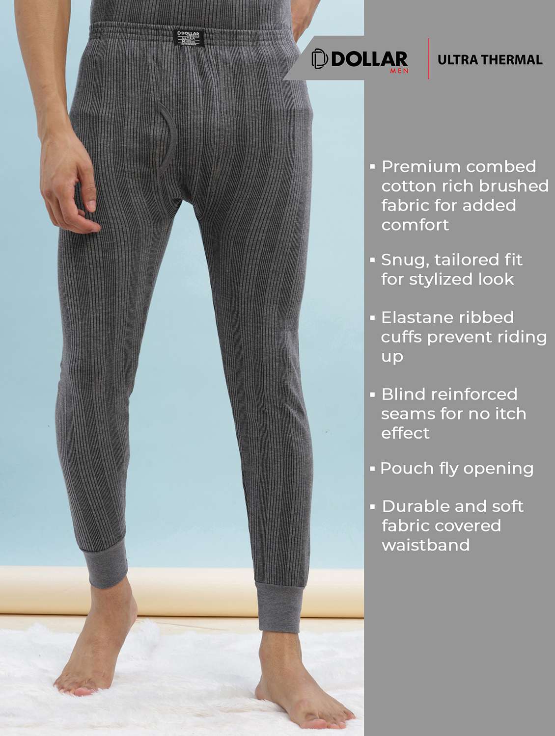 men pack of 2 solid thermal bottom - 22254032 -  Standard Image - 1